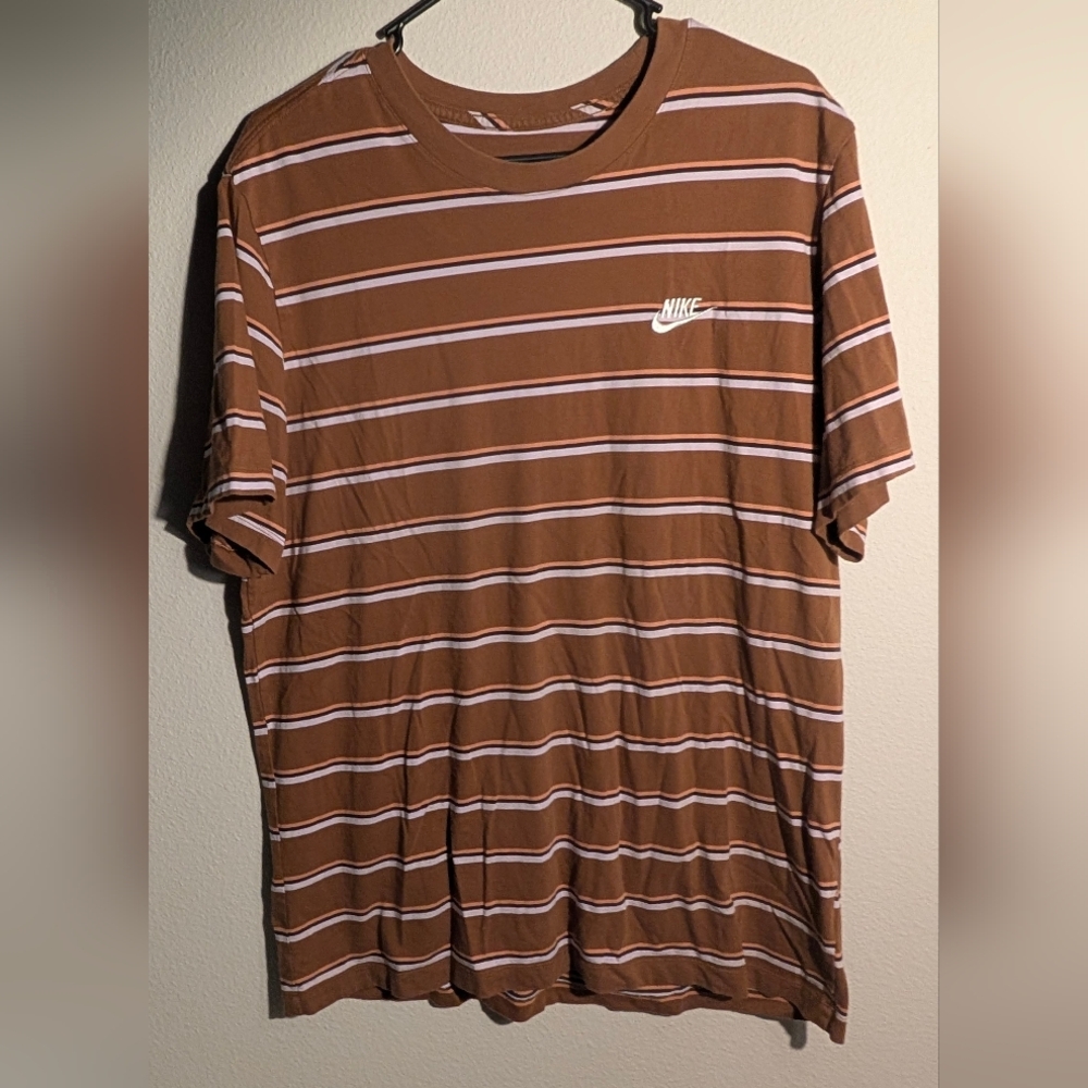 Nike burnt orange striped tee XL